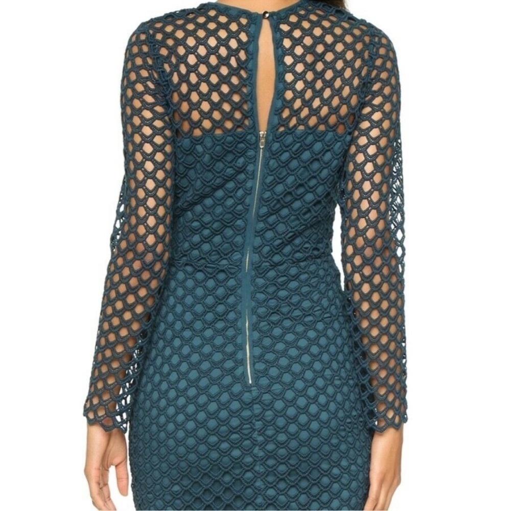 SAYLOR London Midi Dress XS Emerald Green Sheath Eyelet Cutout - Picture 2 of 11